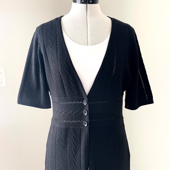 Madison Studio Black V-Neck Long Sweater Button Up Elbow Length Sleeve Sz Med - Picture 8 of 16